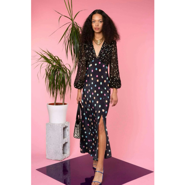 Rixo Melanie Watercolour Spot Dress