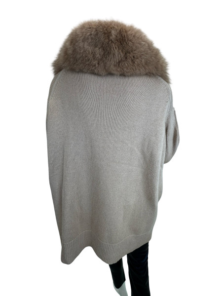 MAX & MOI Cashmere Zip-Up Hoodie & Jogger Set with Fur Collar