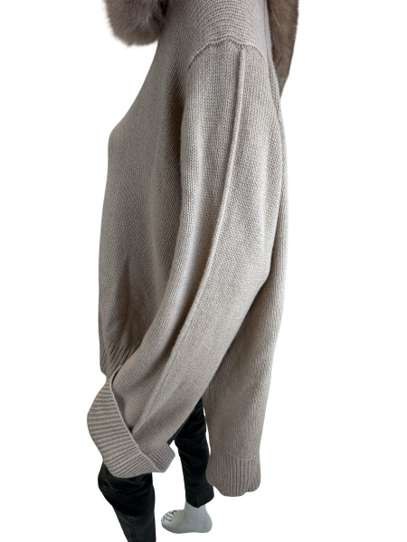 MAX & MOI Cashmere Zip-Up Hoodie & Jogger Set with Fur Collar