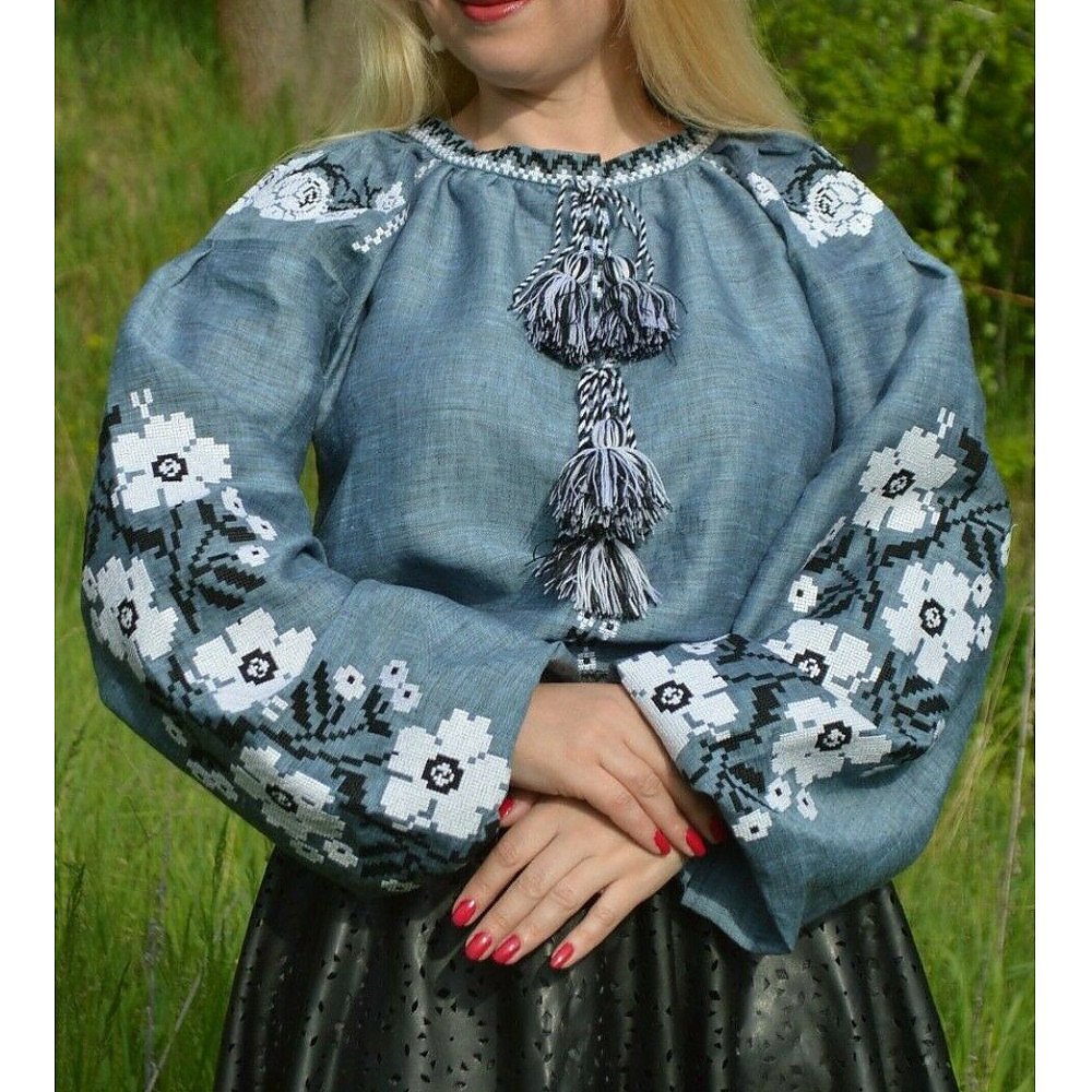 Stand With Ukraine Elegant Embroidered Sorochka Vishivanka Blouse
