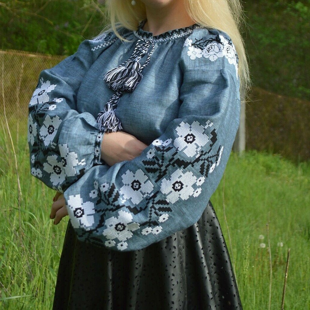 Stand With Ukraine Elegant Embroidered Sorochka Vishivanka Blouse