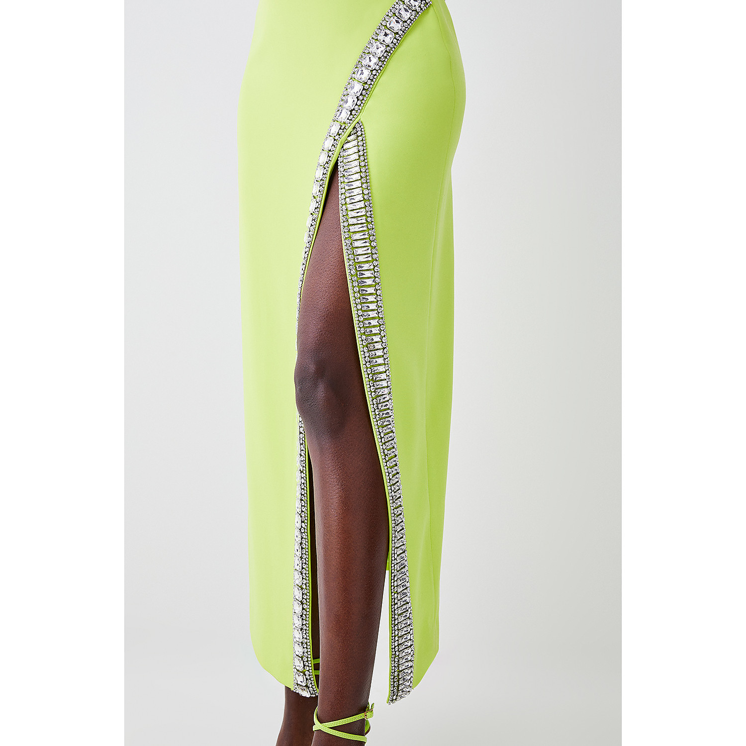 Karen Millen Crystal Embellished Woven Thigh Split Maxi
