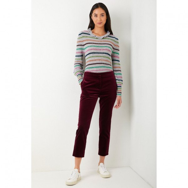 Wyse London Sandrine Velvet Trousers In Cranberry