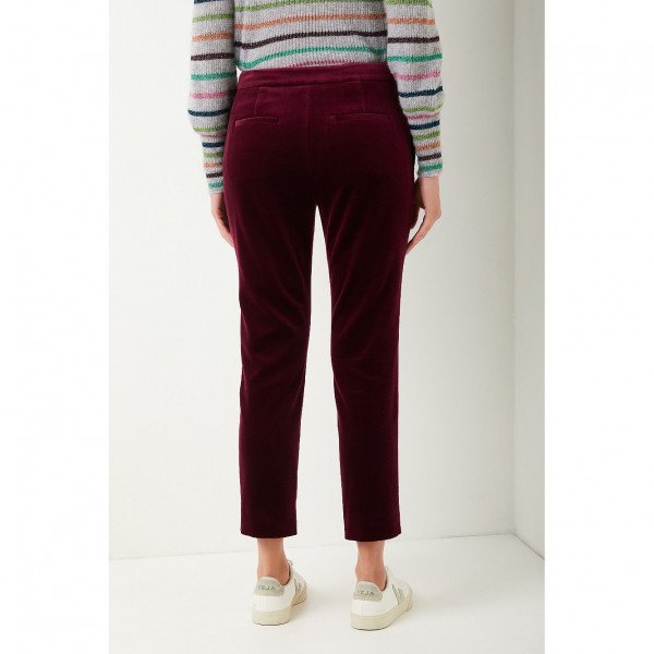 Wyse London Sandrine Velvet Trousers In Cranberry