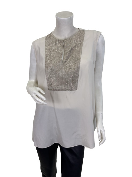 Brunello Cucinelli Embellished Sleeveless Silk Top