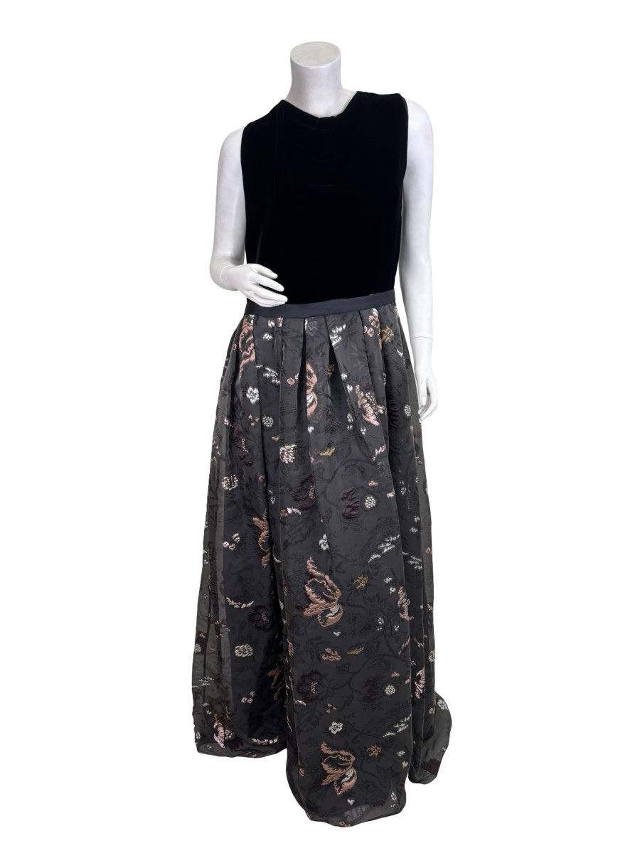 Max Mara Nocturne Garden Velvet & Silk Evening Dress