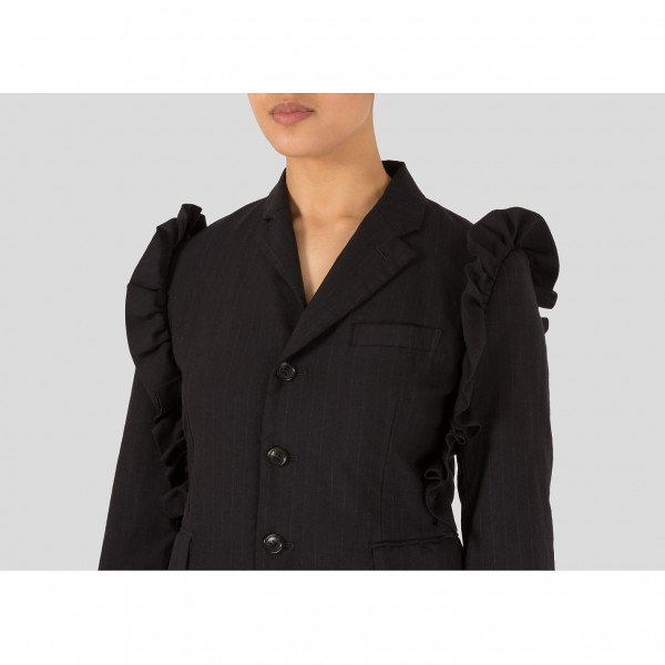 Comme Des Garcons Ruffle-Trimmed Pinstripe Jacket