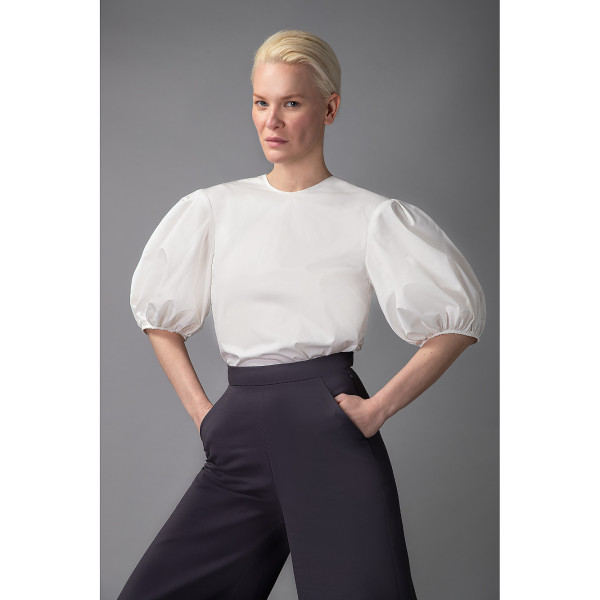 FEMPONIQ Wide Leg Cropped Cotton Trousers