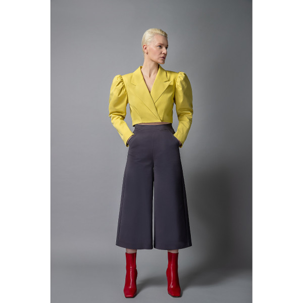 FEMPONIQ Wide Leg Cropped Cotton Trousers