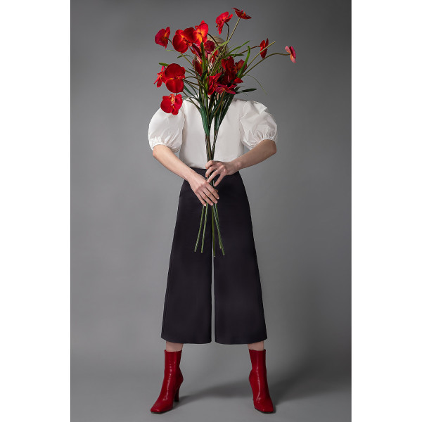 FEMPONIQ Wide Leg Cropped Cotton Trousers