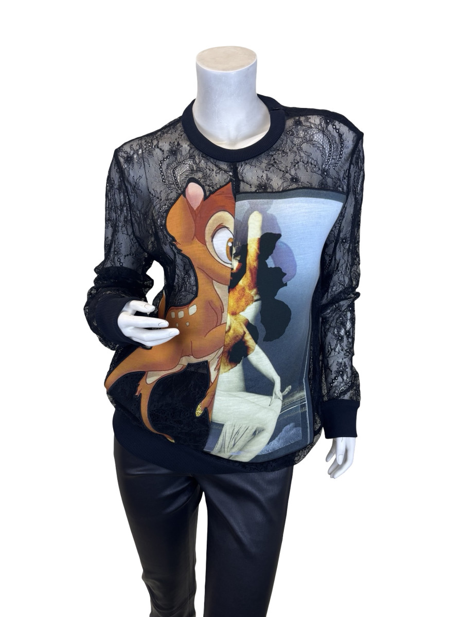 Givenchy Black Lace ‘Bambi’ Graphic Top