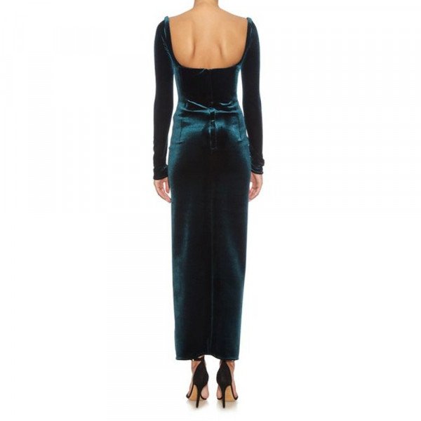 Emilio De La Morena Sweetheart Neckline Velvet Dress