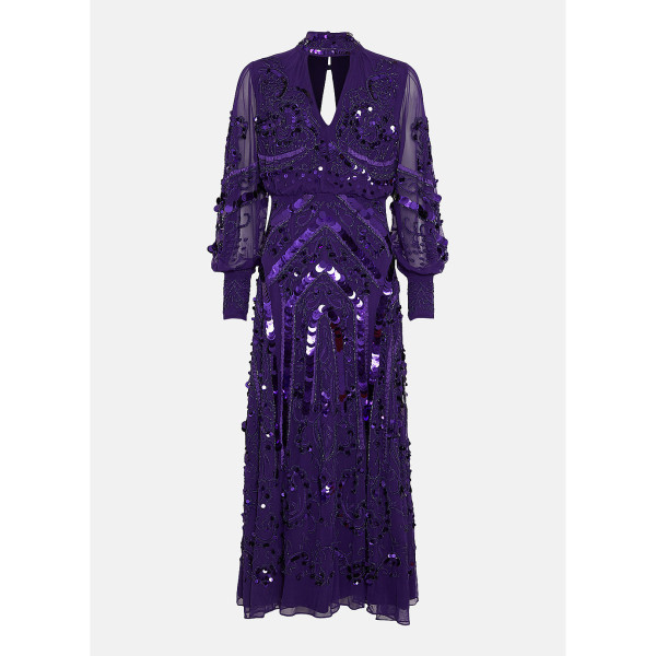 Rent Buy Karen Millen Sequin And Embroidered Maxi Dress | MY WARDROBE HQ