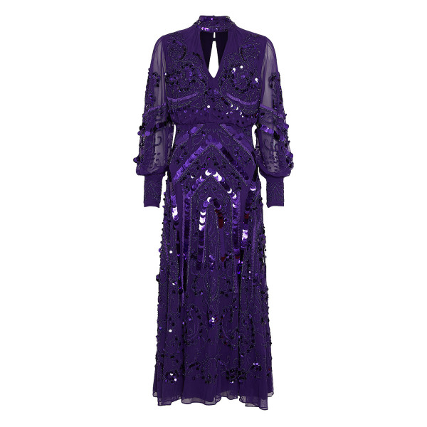 Karen Millen Sequin And Embroidered Maxi Dress