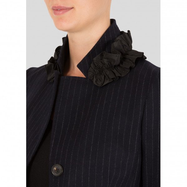 Moschino Ruffled Pinstripe Skirt Suit