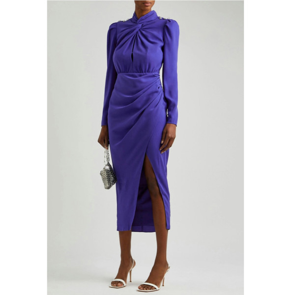 Self-Portrait Knotted Cobalt Midi Dress