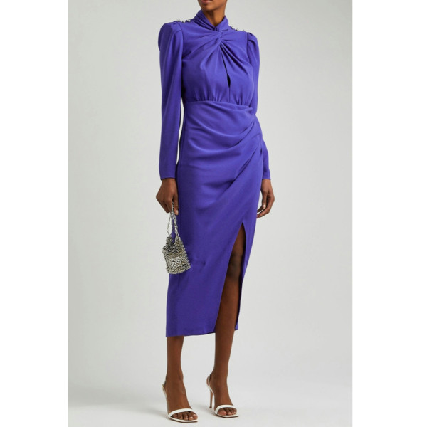 Self-Portrait Knotted Cobalt Midi Dress