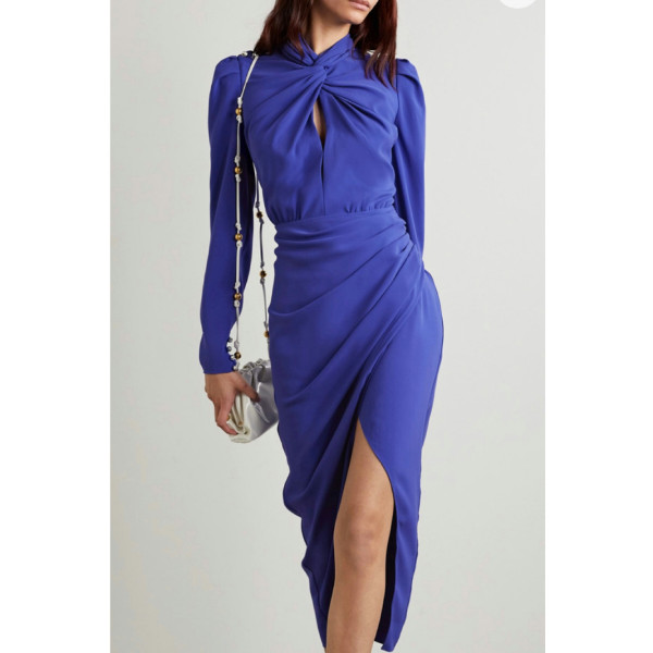 Self-Portrait Knotted Cobalt Midi Dress
