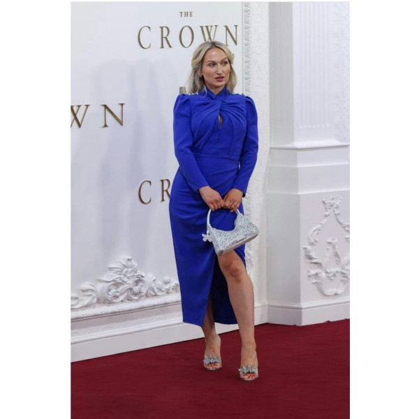 Self-Portrait Knotted Cobalt Midi Dress