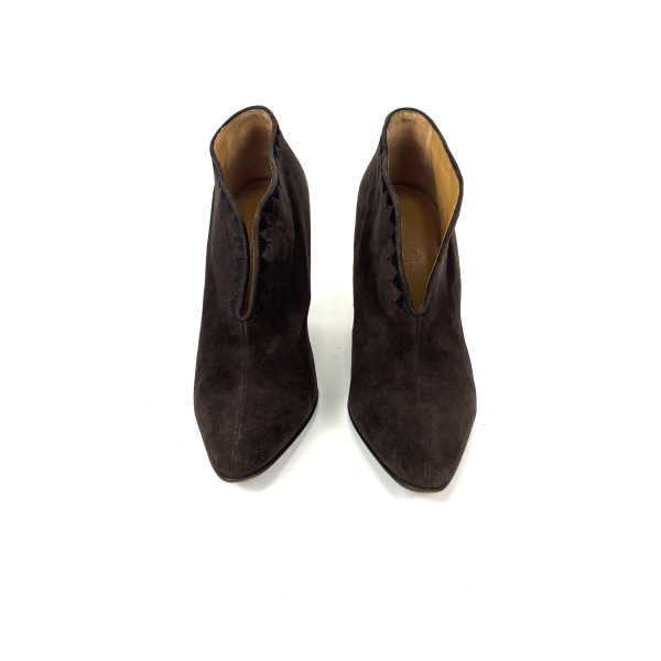 HERMÈS Chocolate Suede Rumba Ankle Boots