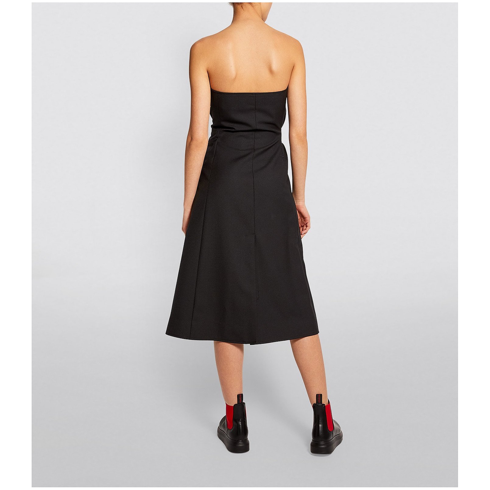 Daniel Pollitt Strapless Belted Midi Dress