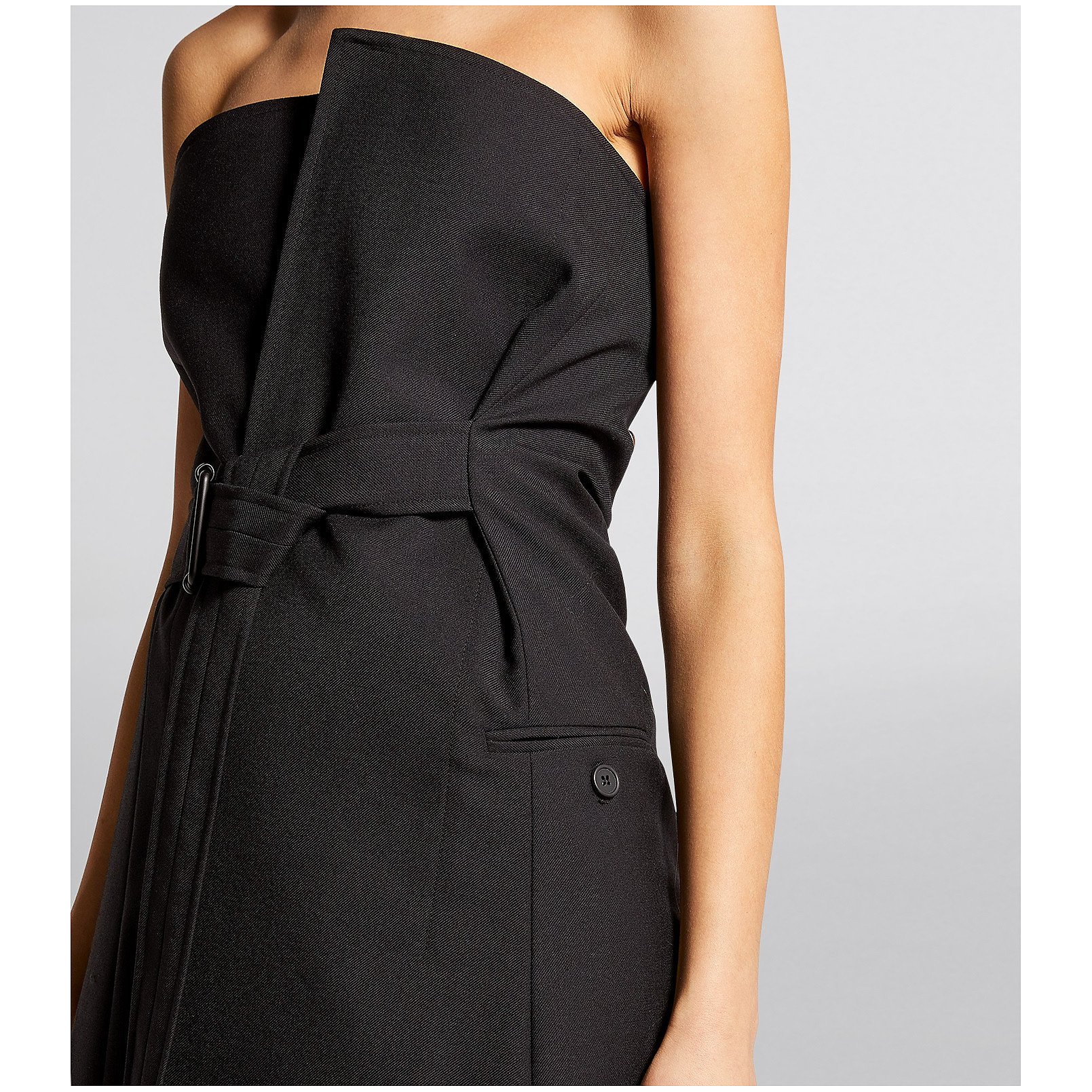 Daniel Pollitt Strapless Belted Midi Dress
