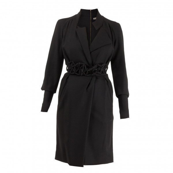 Victoria Beckham Coat Dress with Geometric Belt