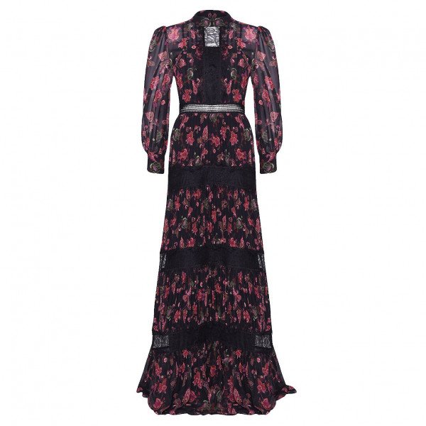 True Decadence Winter Paisley & Lace Maxi Dress