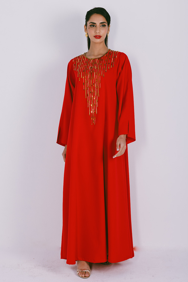 Azzalia Classic kaftan with metal embroidery