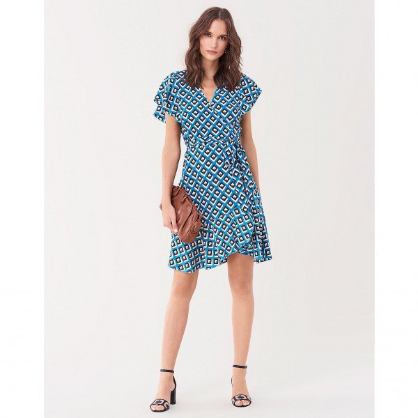 Diane von Furstenberg Avaya Ruffled Crepe Wrap Dress