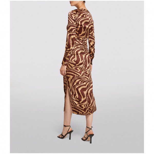 Ganni Satin Animal Print Dress