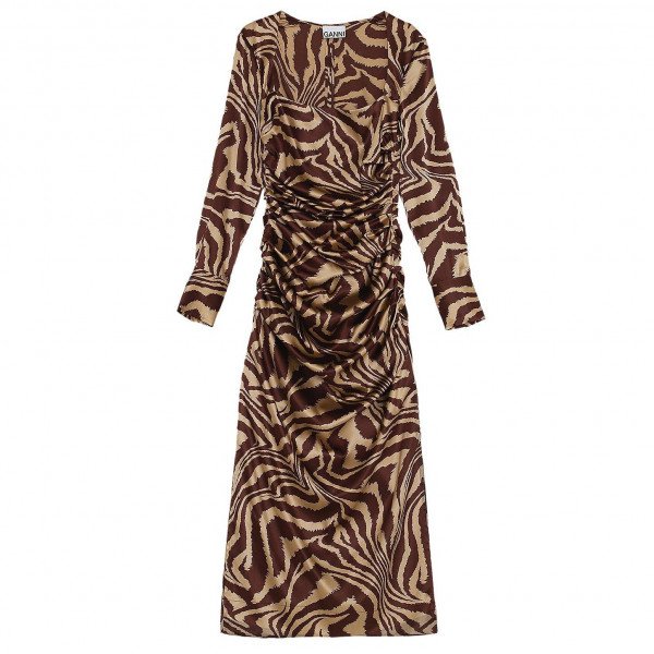 Ganni Satin Animal Print Dress