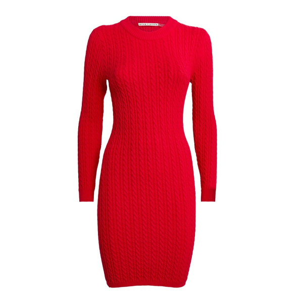 Alice + Olivia Yuna Cable-Knit Mini Dress