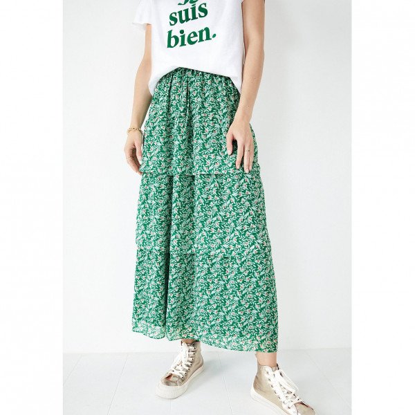 Hush Hallie Layered Skirt In Leafy Floral
