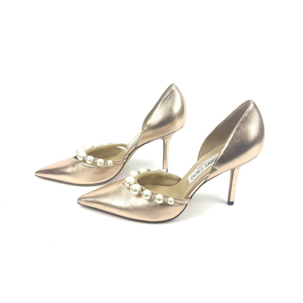 Jimmy Choo Aurelie 65 Ballet Pink Metallic Nappa Pearl Pumps