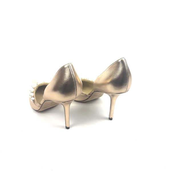 Jimmy Choo Aurelie 65 Ballet Pink Metallic Nappa Pearl Pumps