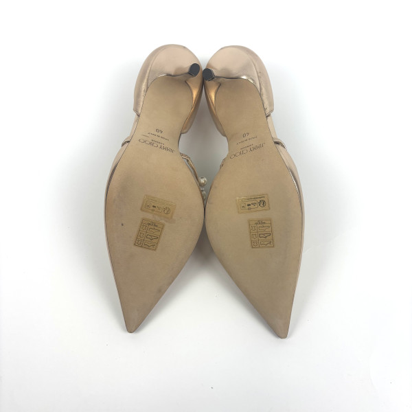 Jimmy Choo Aurelie 65 Ballet Pink Metallic Nappa Pearl Pumps