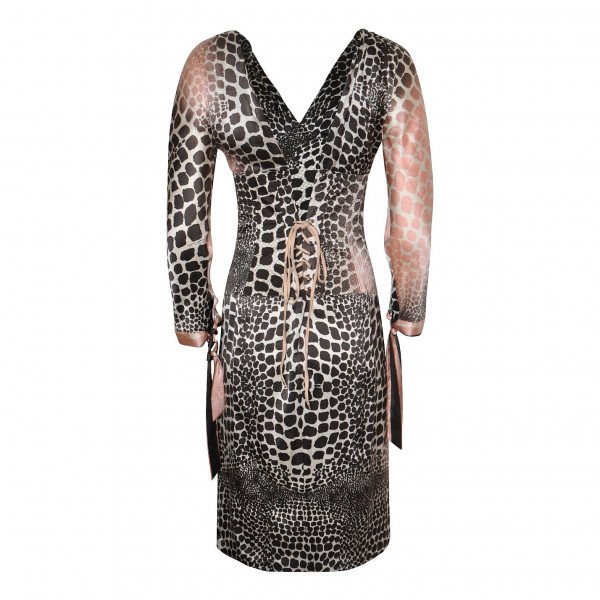 Roberto Cavalli Leopard Print V-Neck Dress