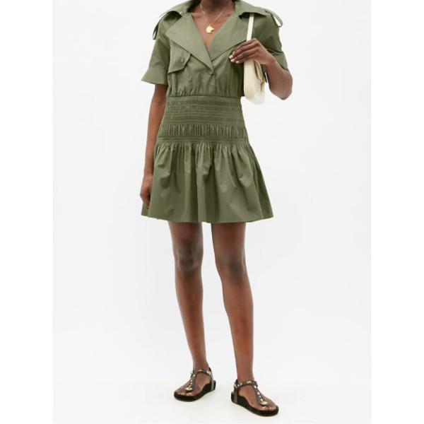 Self-Portrait Cotton Trench Mini Dress