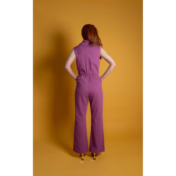 FEMPONIQ Double Breasted Shawl Lapel Jumpsuit