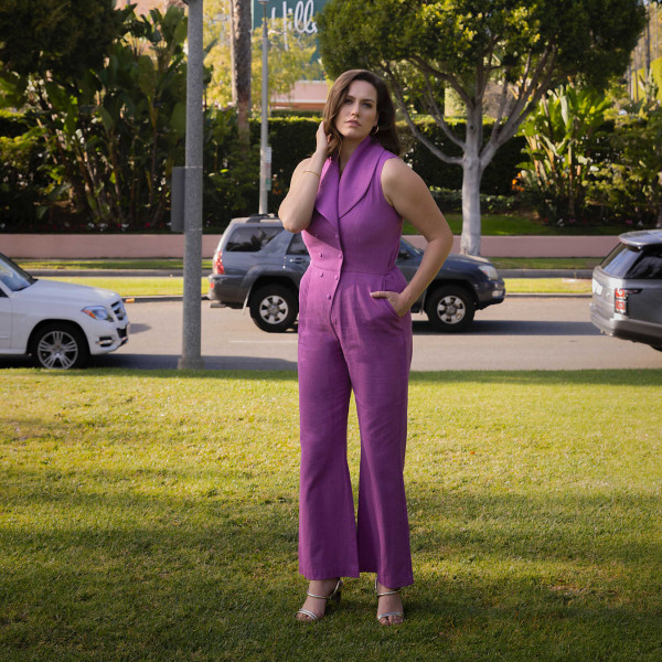 FEMPONIQ Double Breasted Shawl Lapel Jumpsuit