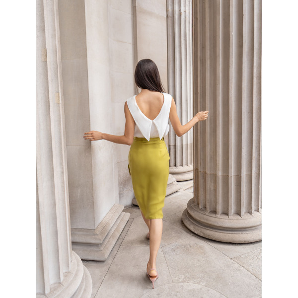 FEMPONIQ Linen and Cupro-Blend Bow Tie Wrap Skirt