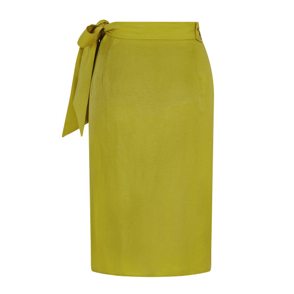 FEMPONIQ Linen and Cupro-Blend Bow Tie Wrap Skirt