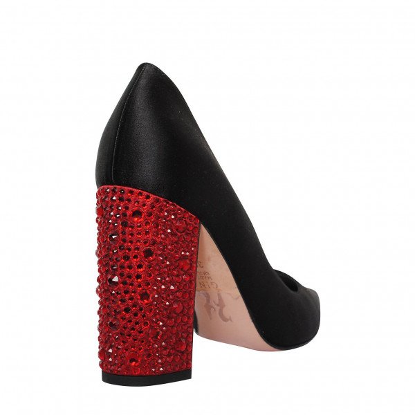 Gina Rhinestone-Heel Satin Pumps