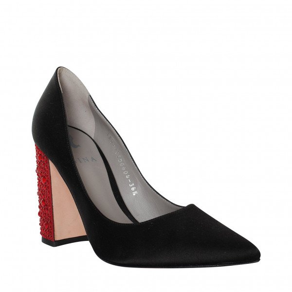 Gina Rhinestone-Heel Satin Pumps