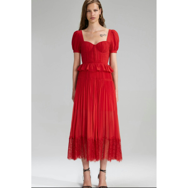 Self-Portrait Chiffon Midi Dress