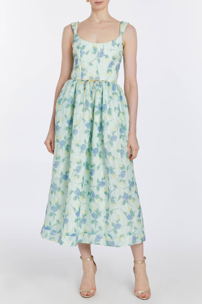 Markarian NY Apple Floral Organza Midi Dress