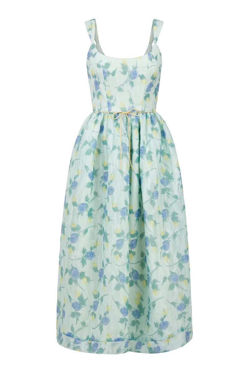 Markarian NY Apple Floral Organza Midi Dress