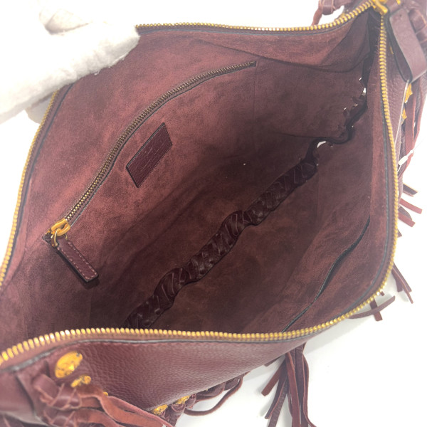 Valentino C-Rockee Studded Fringe Hobo Bag in Red Leather with Gold Studs