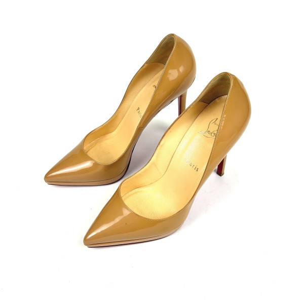 Christian Louboutin Lady Peep Nude Patent Platform Pump